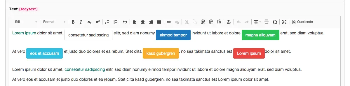 TYPO3 RTE Rich Text Editor Object Styles Links Backend