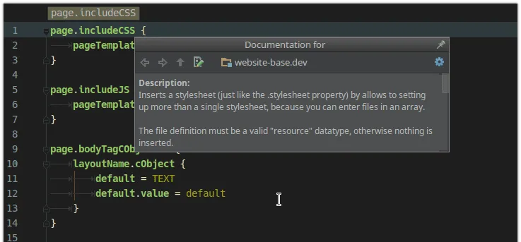 TypoScript-Plugin Quick Documentation