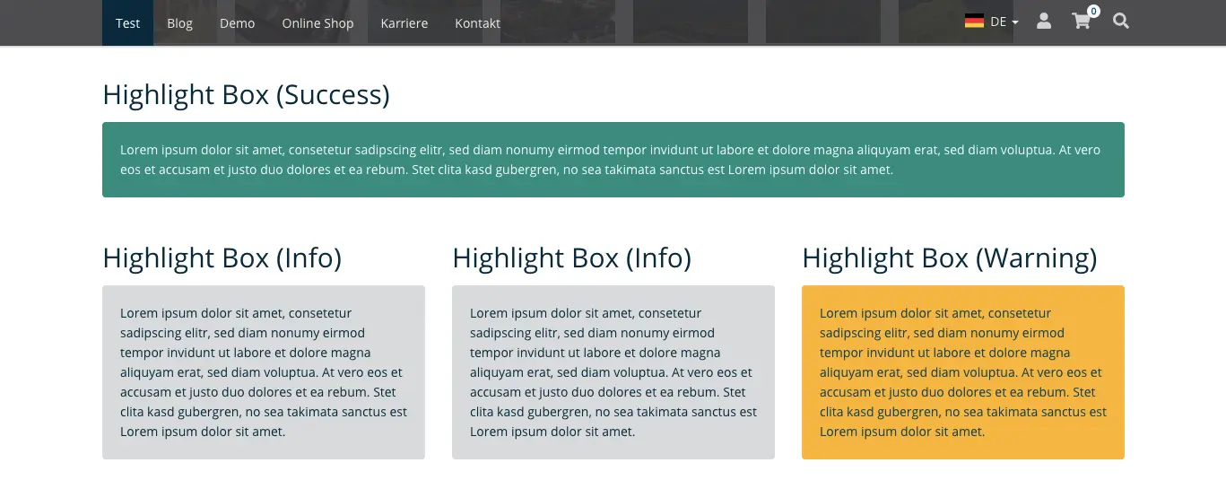 TYPO3 Content Element Mask Element Highlight Box Frontend 