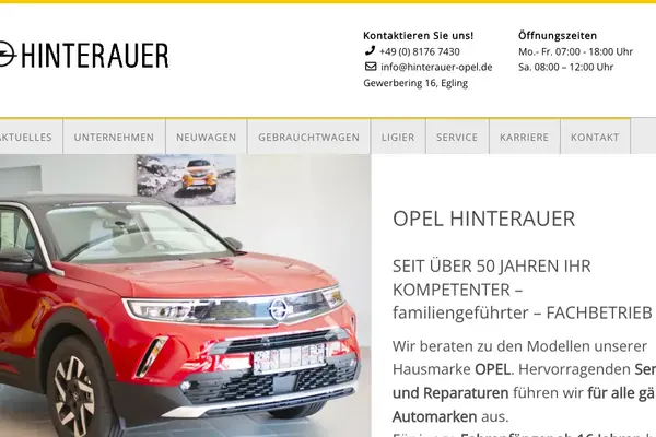 Opel Hinterauer Website Screenshot
