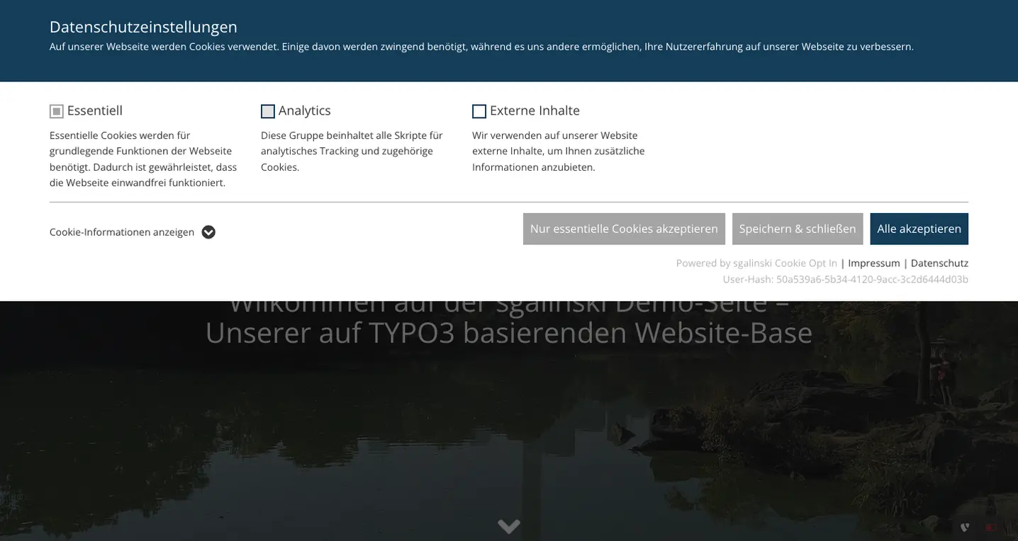 TYPO3 Cookie Opt-In by sgalinski