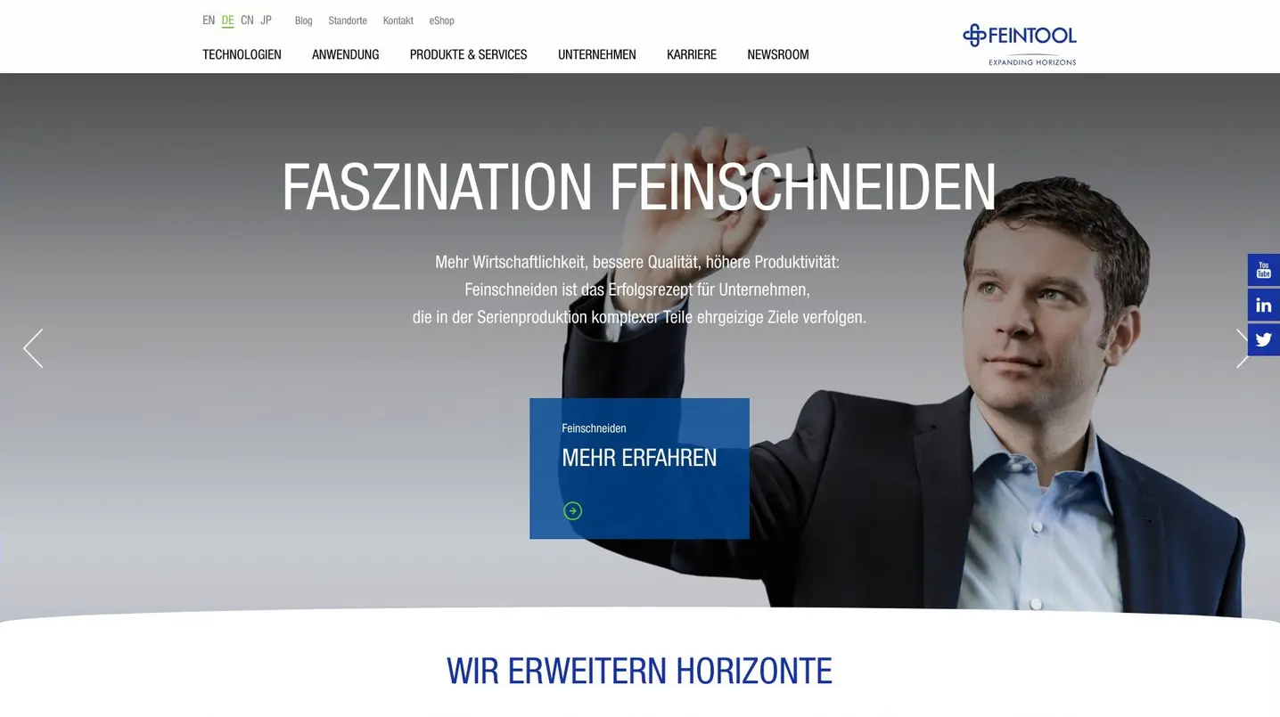 Feintool International Holding Website Screenshot