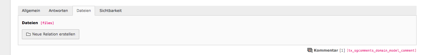 TYPO3 Comments Tab Files
