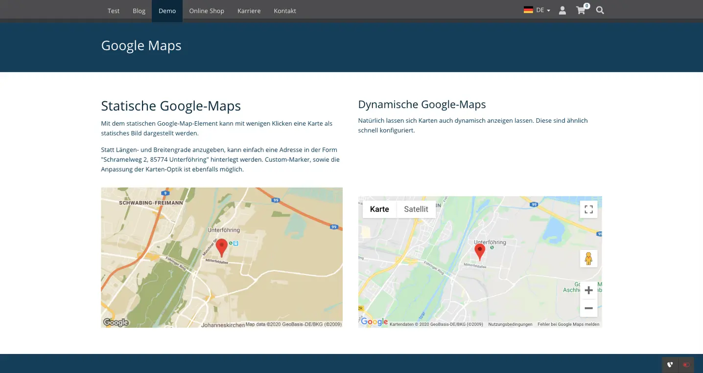 TYPO3 Mask Element Static Map Frontend