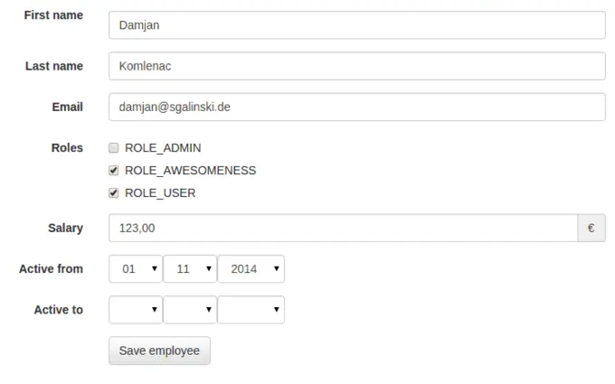 Komplette Symfony 2 Form