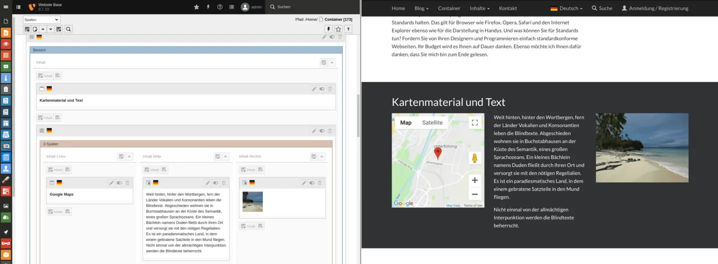 TYPO3 Backend und Frontend