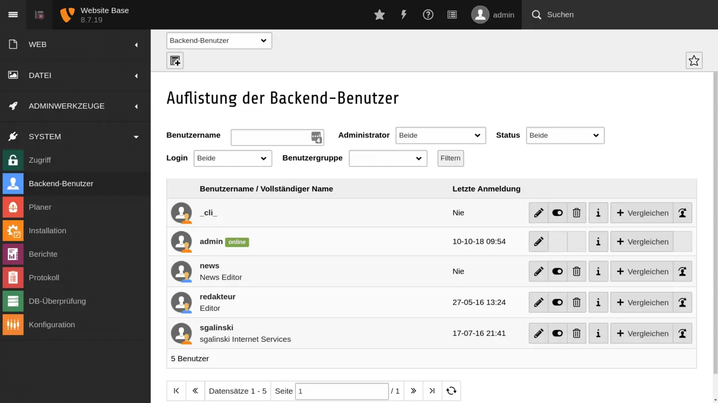 TYPO3 Backend User Modul