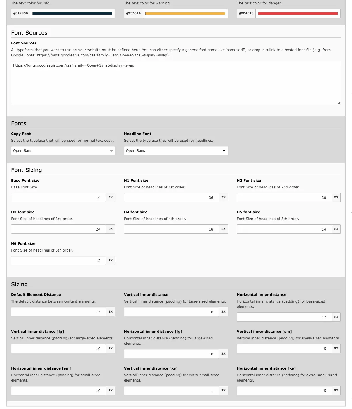 TYPO3 Module Website Configuration Tab Design