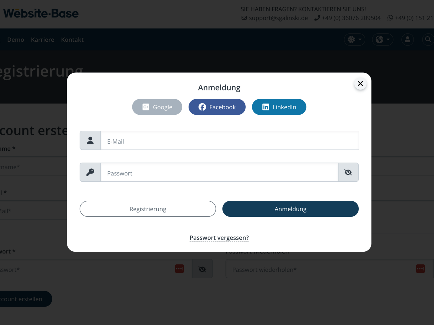 TYPO3 Website-Base Login