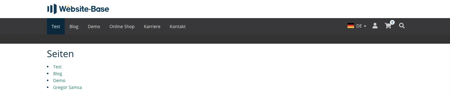 TYPO3 Inhaltselement Menü Seiten Frontend