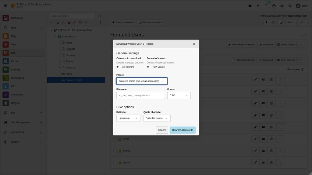 TYPO3 Download Presets