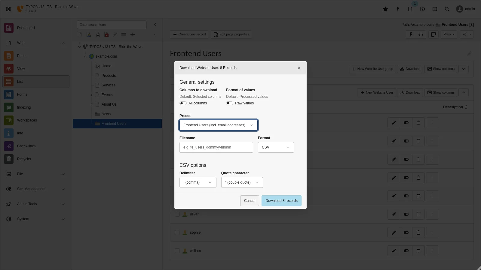 TYPO3 Download Presets