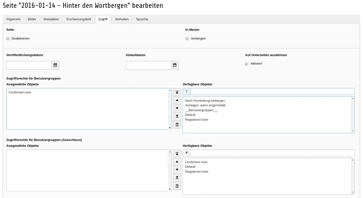 TYPO3 Page Propertier Tab Access