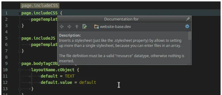 TypoScript-Plugin Quick Documentation