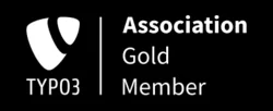 TYPO3 Association Gold Member logo on black background