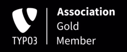 TYPO3 Association Gold Member logo on black background