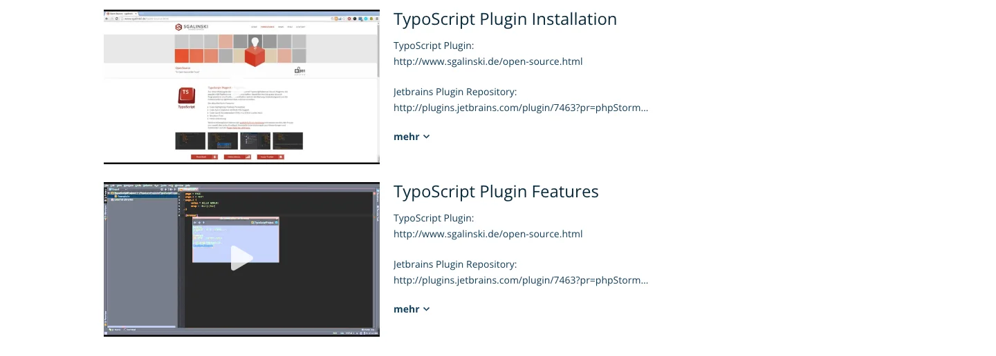 YouTube Playlist im Zeilenlayout