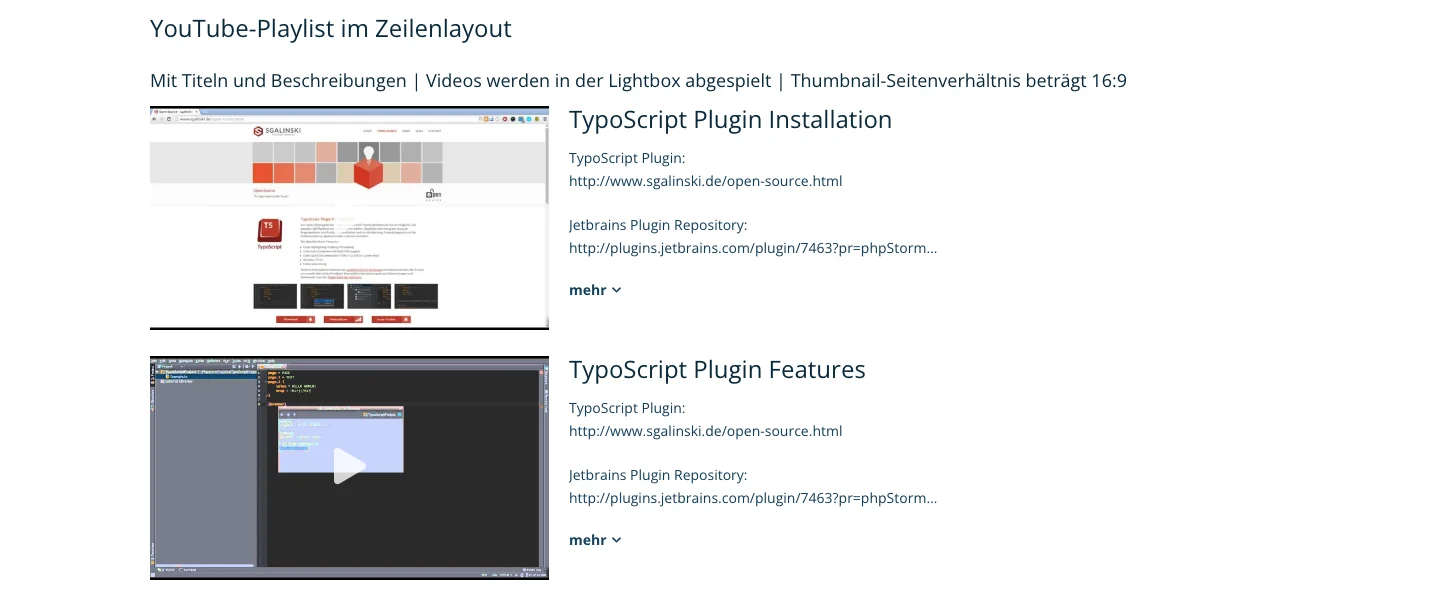 YouTube playlist in a grid layout