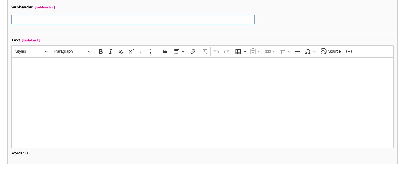 TYPO3 Rich Text Editor RTE