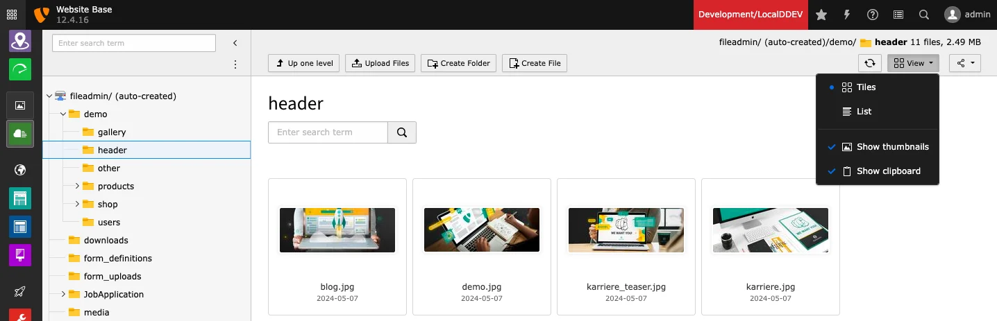 TYPO Module Filelist Directory Tree & List