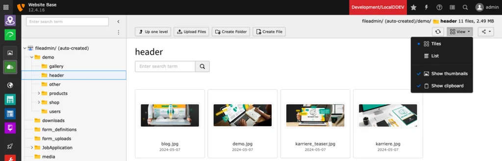 TYPO Module Filelist Directory Tree & List