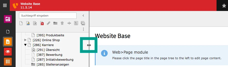 Adjust TYPO3 width of the page tree
