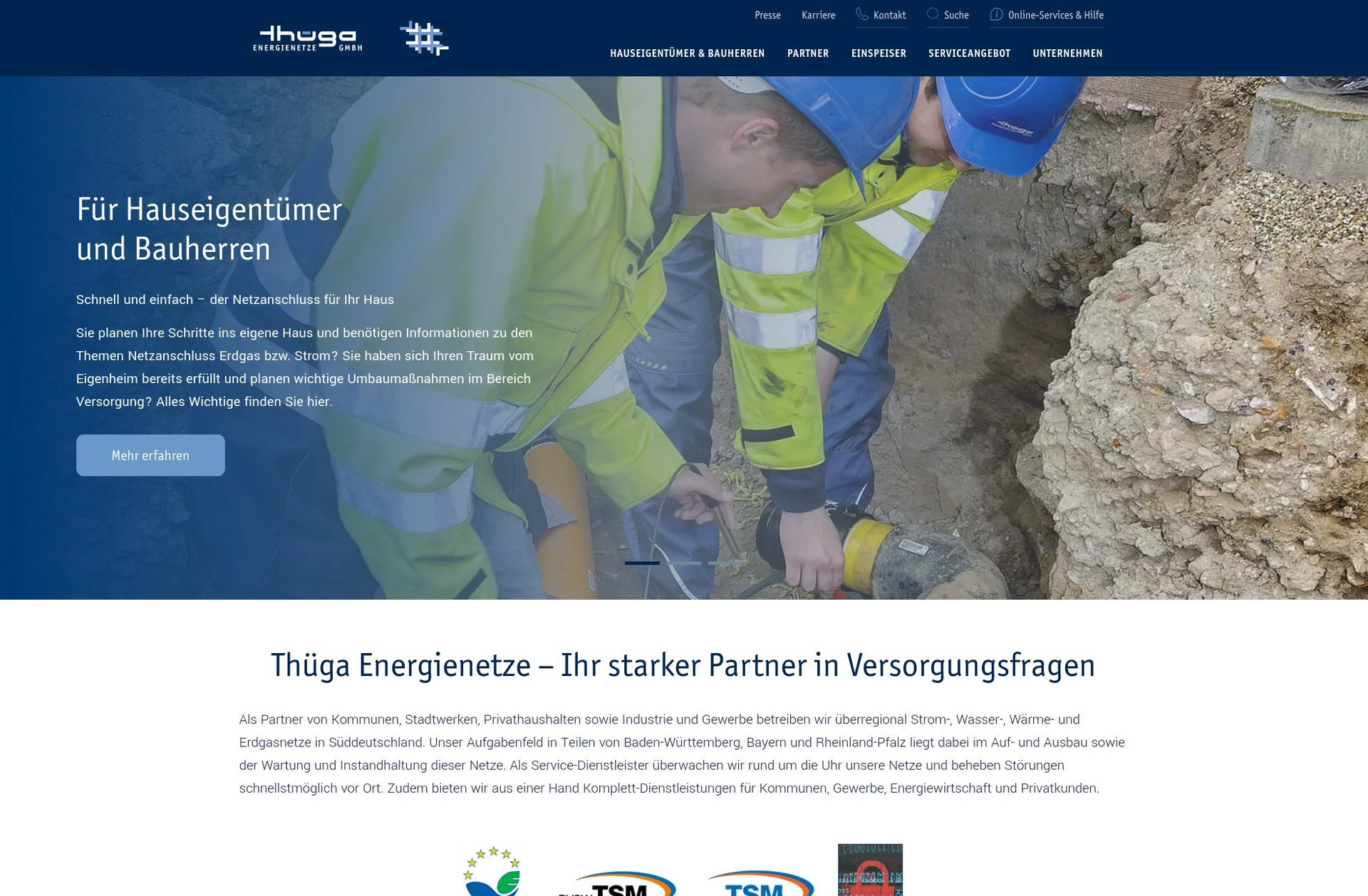 Thüga Website Screenshot