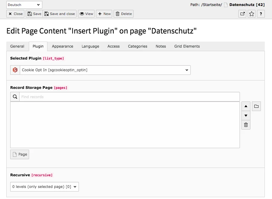 TYPO3 Content Element Plugins Cookie Opt In Backend Tab Plugin