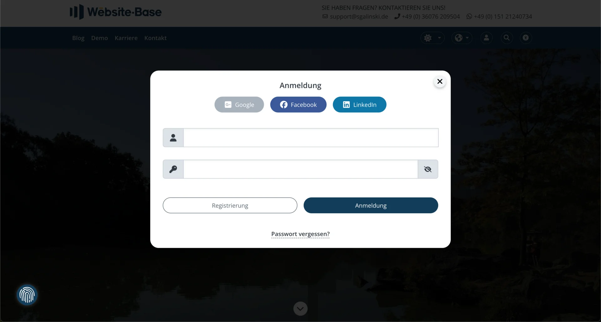 TYPO3 Account Inhaltselement Anmeldeformular Frontend
