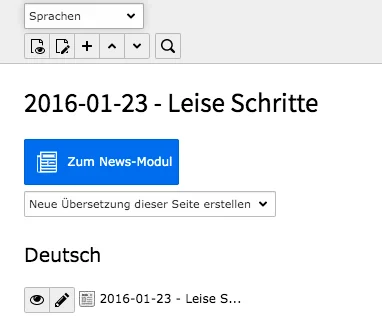 TYPO3 Neue Übersetzung dieser Seite erstellen