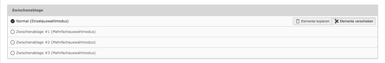 TYPO3 Modul Dateiliste Zwischenablage