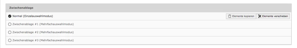 TYPO3 Modul Dateiliste Zwischenablage