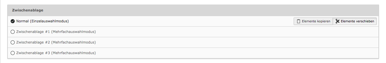TYPO3 Modul Dateiliste Zwischenablage