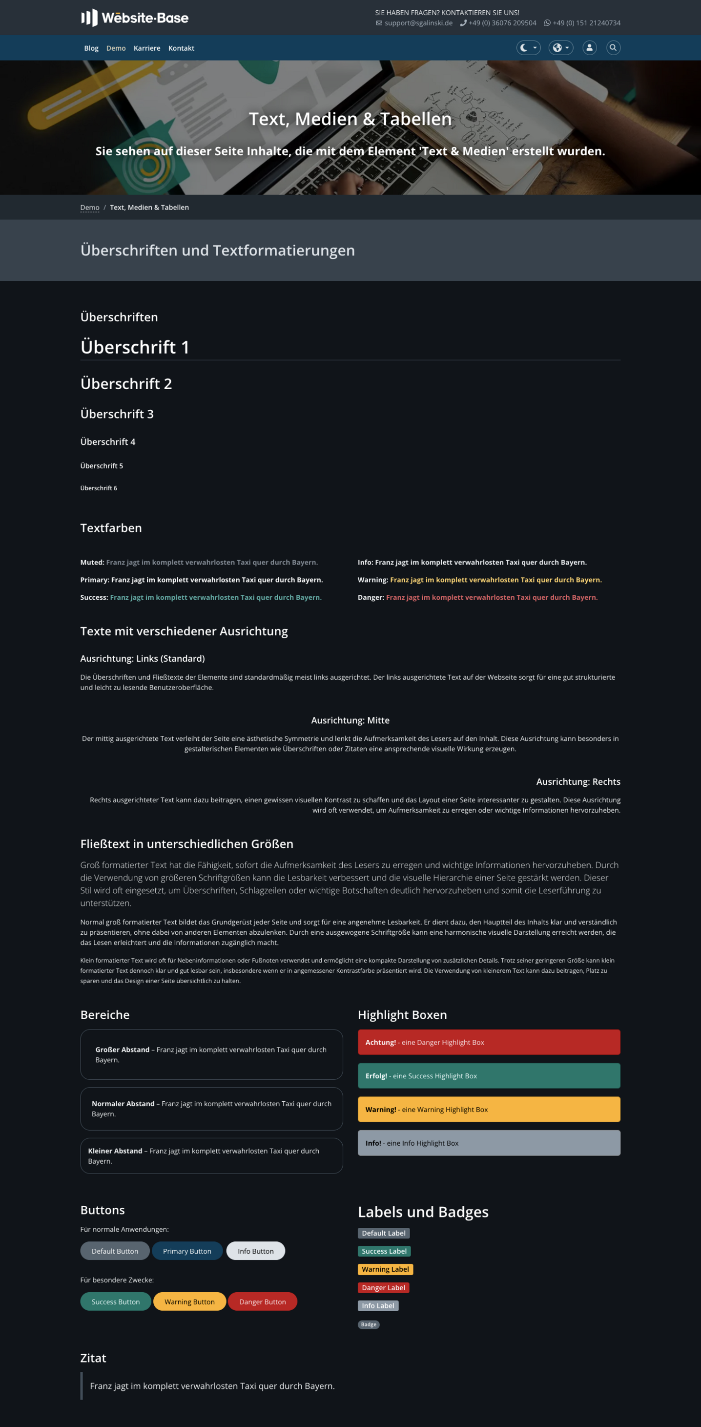 TYPO3 Website-Base Frontend Dark Mode