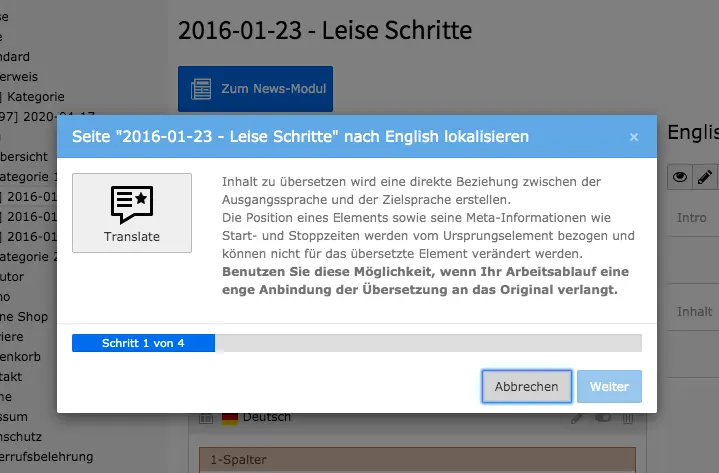 TYPO3 Seiteninhalte übersetzen