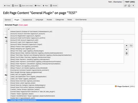 TYPO3 Content Element Plugins General Plugin Backend Tab Plugin