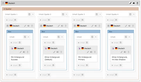 TYPO3 Inhaltselement Raster-Element Box Inhaltsbereich