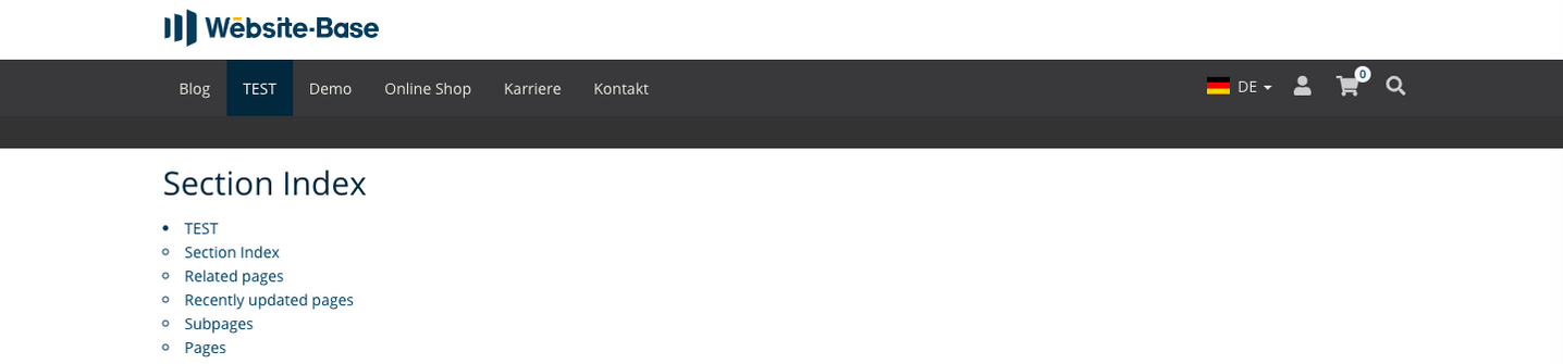 TYPO3 Content Element Menu Section Index Frontend