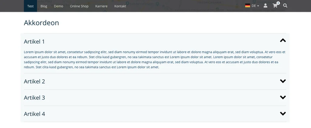 TYPO3 Mask Element Akkordeon Frontend