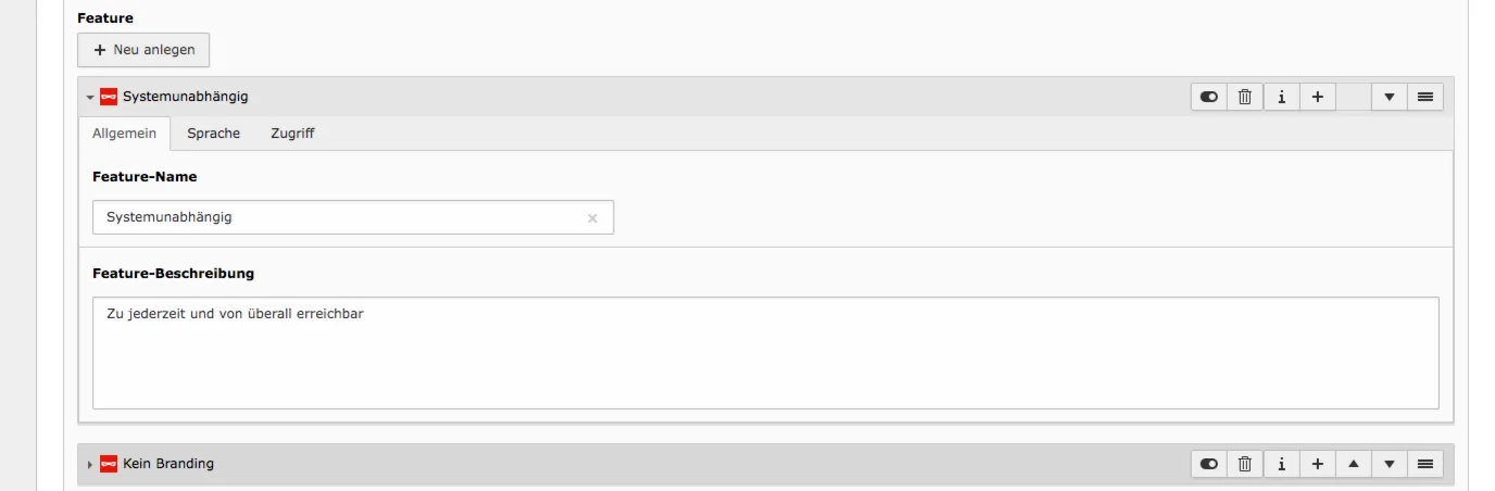 TYPO3 Backend Inhaltselement Mask Element Feature-Vergleich Feature