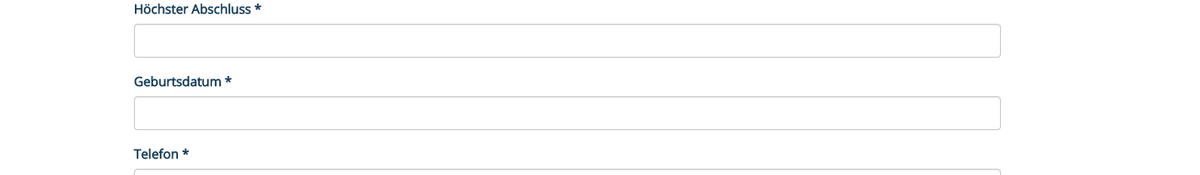 Bewerbungsformular – Initiativbewerbung im Frontend