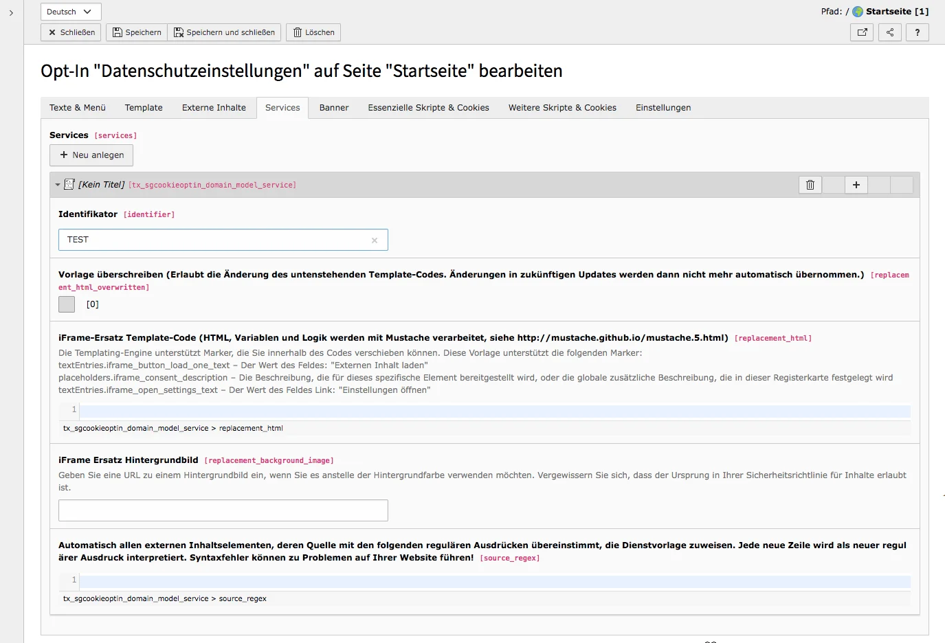 TYPO3 Cookie Optin Tab Services