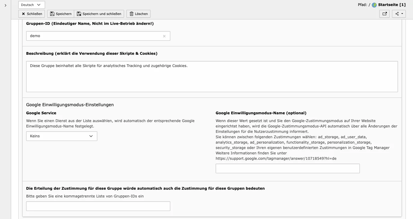TYPO3 Cookie Opt-In Google Consent Mode