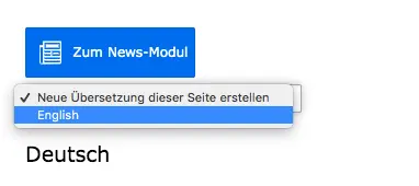 TYPO3 Neue Übersetzung dieser Seite erstellen English