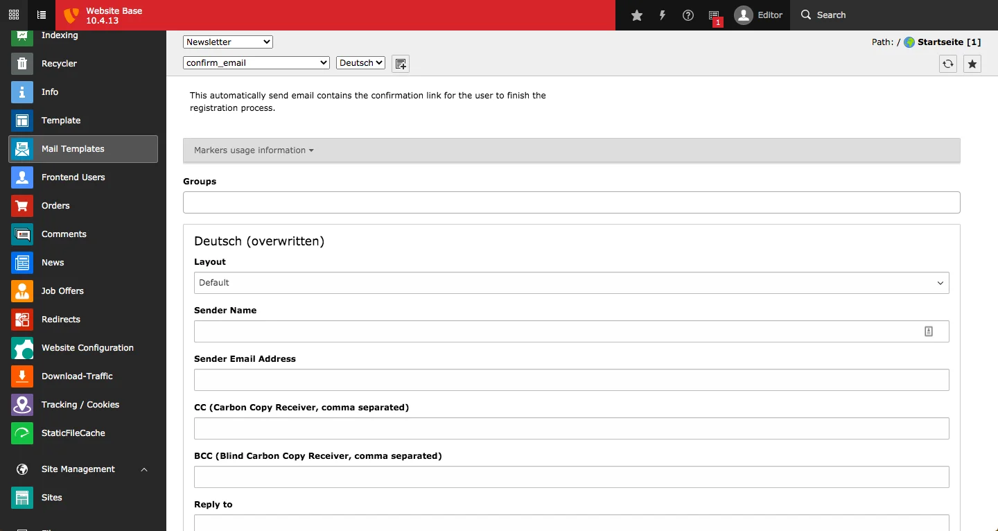 sg_mail TYPO3 Extension Newsletter