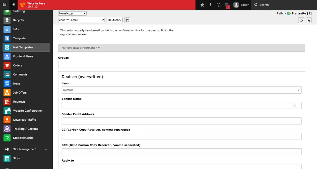 sg_mail TYPO3 Extension Newsletter
