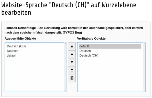 TYPO3 Sprachen Fallback Einstellungen