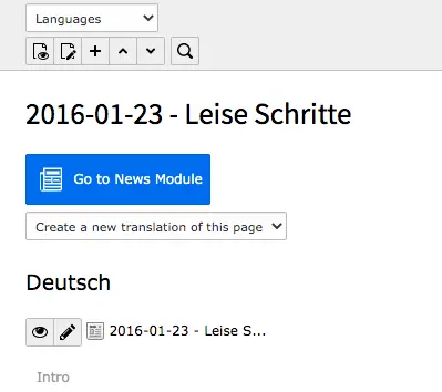 TYPO3 Create new Translation of this page