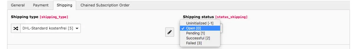 TYPO3 Module Order Tab Shipping Status
