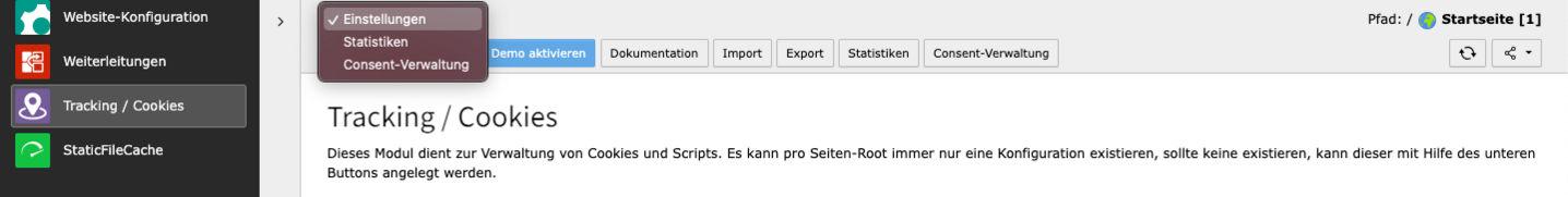 TYPO3 Cookie Opt-In Auswahl der Funktionsbereiche